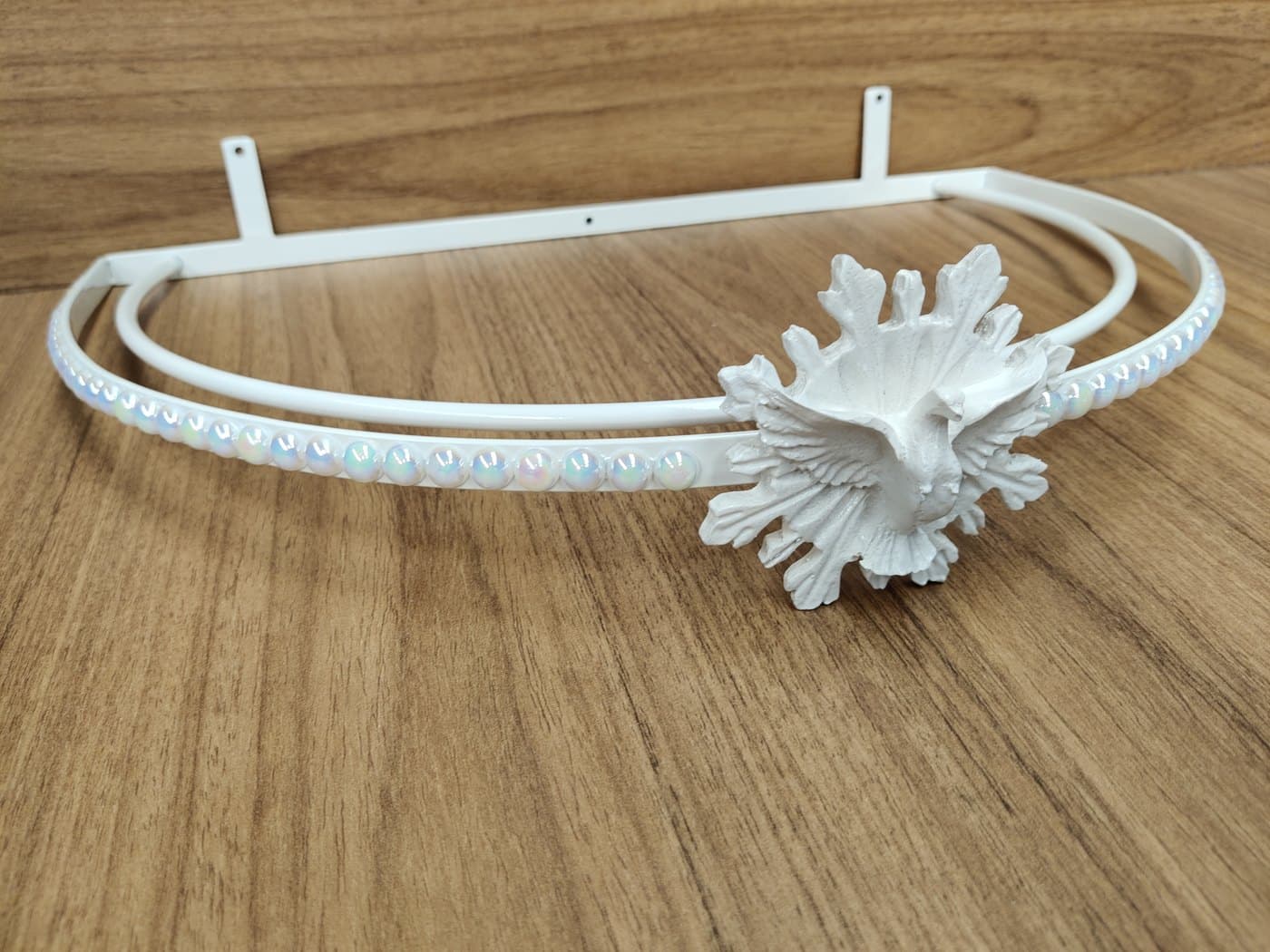 Dossel de Parede para Berço Liso Fino Branco com Espírito Santo — imagem 2