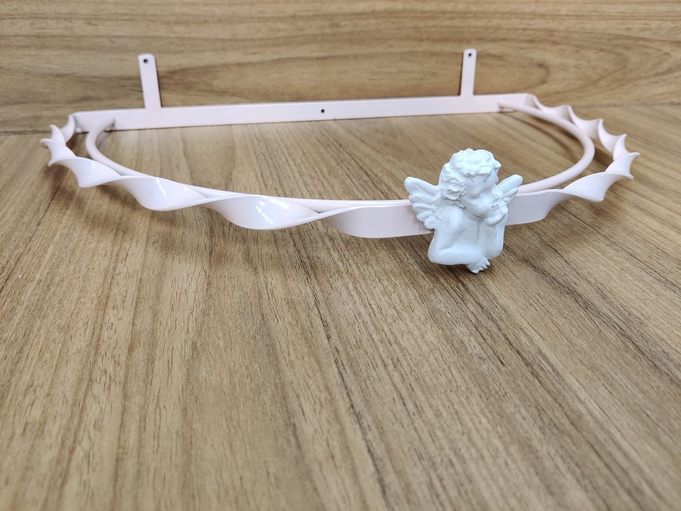 Dossel de Parede para Berço Torcido Rosa com Anjinho — imagem 2