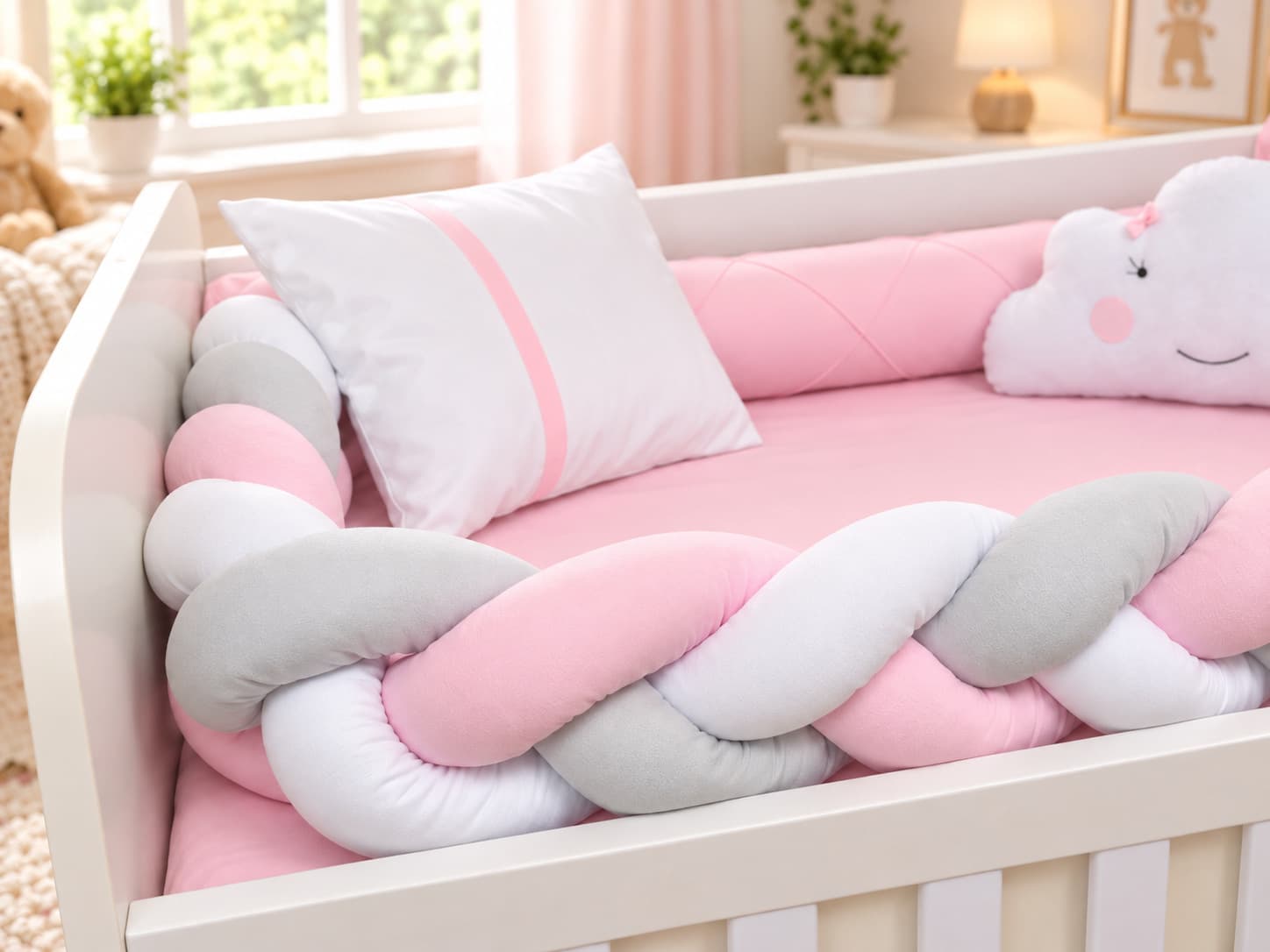 Kit Berço Trança Menina com Nuvenzinha — detalhe 2