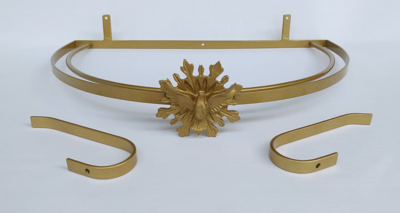 Dossel de Parede para Berço Fino Dourado com Espírito Santo e Abraçadeiras — imagem 2