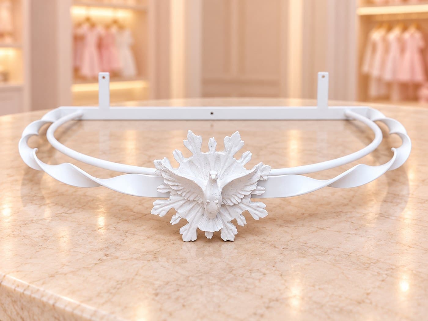 Dossel de Parede para Berço Torcido Branco com Espírito Santo