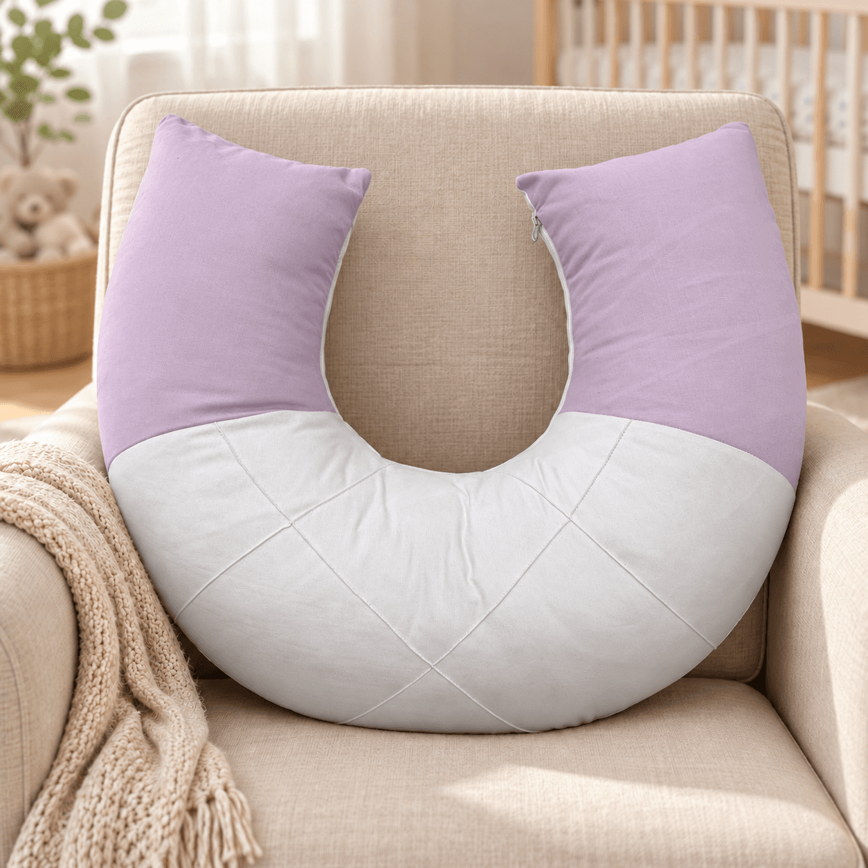 Almofada de Amamentação Duas Cores 100% Algodão com Zíper – Várias Cores