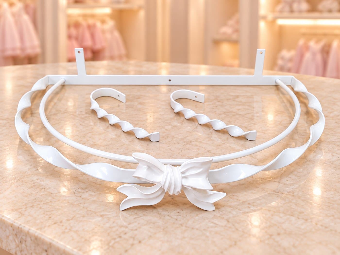 Dossel de Parede para Berço Torcido Branco com Laço e Abraçadeiras