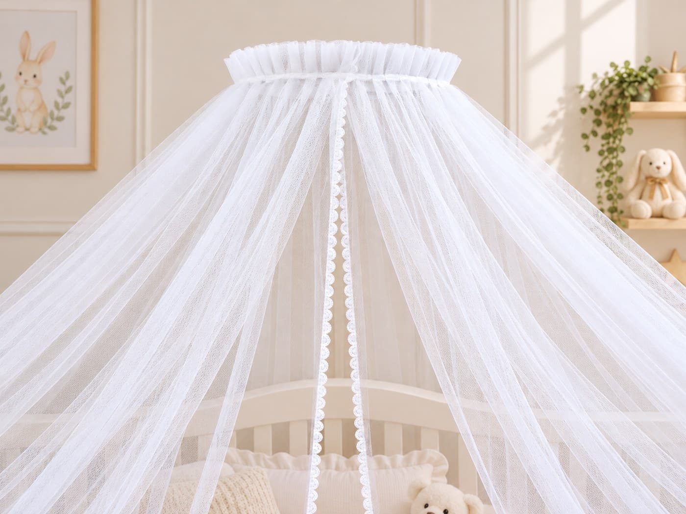 Cortinado para Dossel de Parede em Tule Filó com Renda Guipir Fina — imagem 2