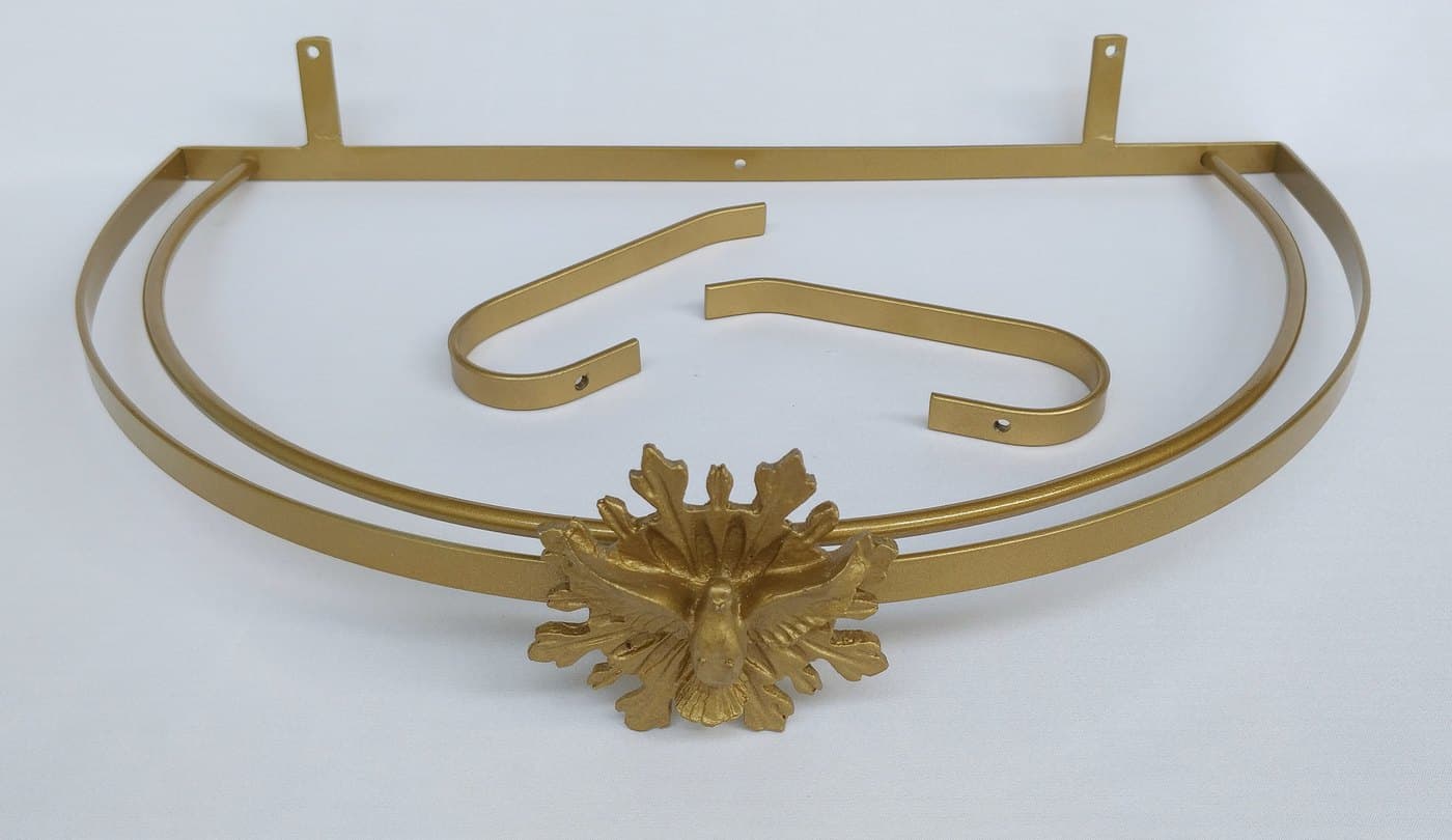 Dossel de Parede para Berço Fino Dourado com Espírito Santo e Abraçadeiras — imagem 3