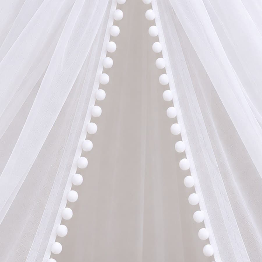 Cortinado para Dossel de Parede Voil Branco com Renda Pompom — imagem 3