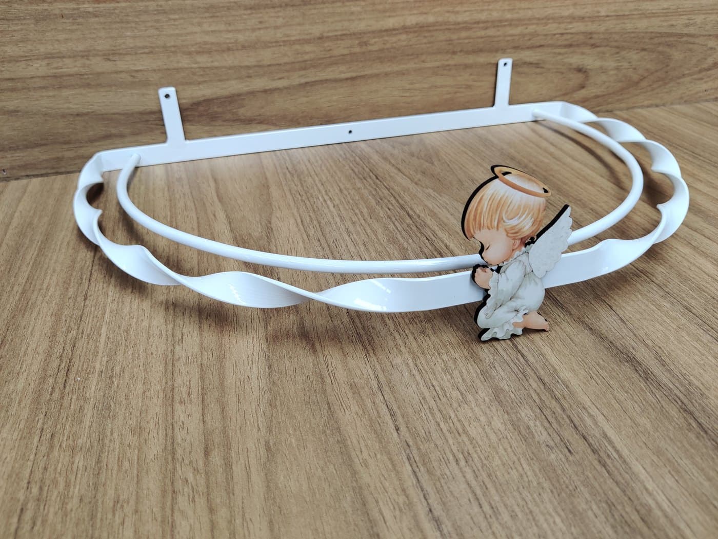 Dossel de Parede para Berço Torcido Branco com Anjinho MDF — imagem 2