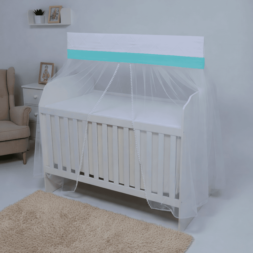 Mosquiteiro para Berço com Bandô 100% Algodão e Renda Pompom - Tiffany
