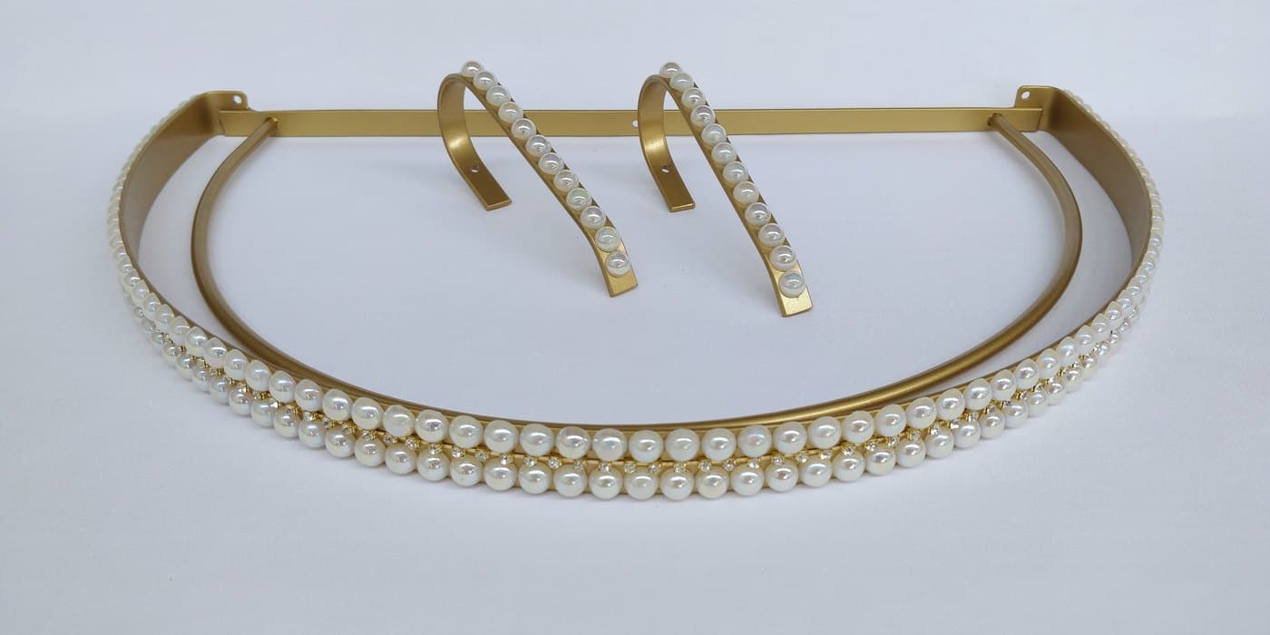 Dossel de Parede para Berço Dupla Pérolas Dourado com Abraçadeiras — imagem 2