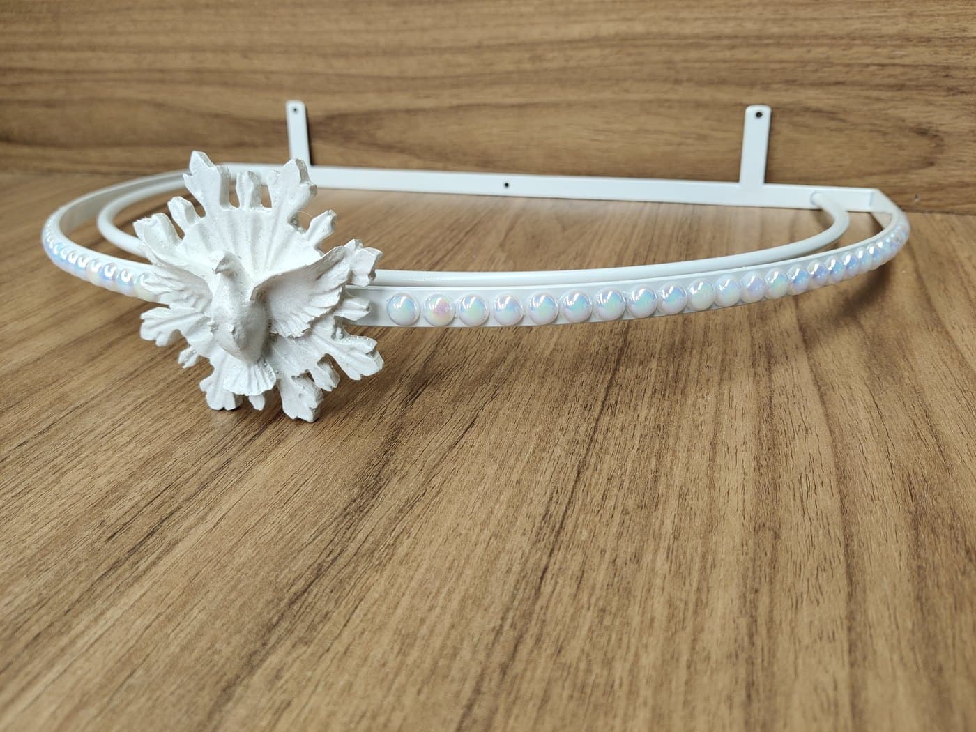 Dossel de Parede para Berço Liso Fino Branco com Espírito Santo — imagem 3