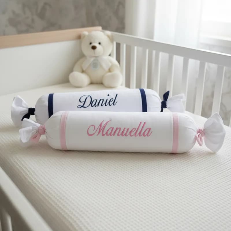 Rolinho Bala bordado Personalizado 100% Algodão