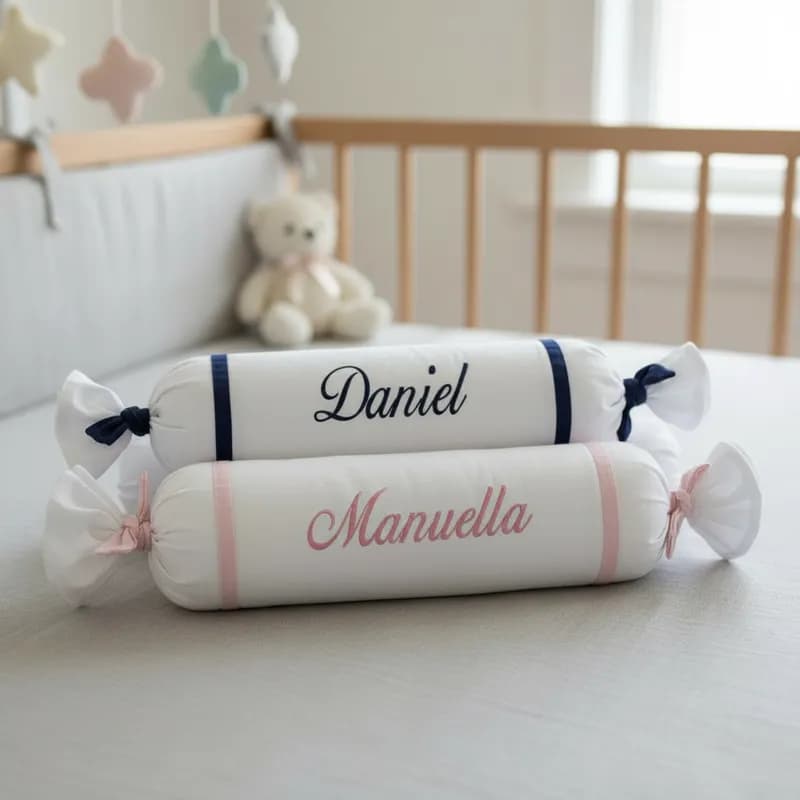 Rolinho Bala bordado Personalizado 100% Algodão