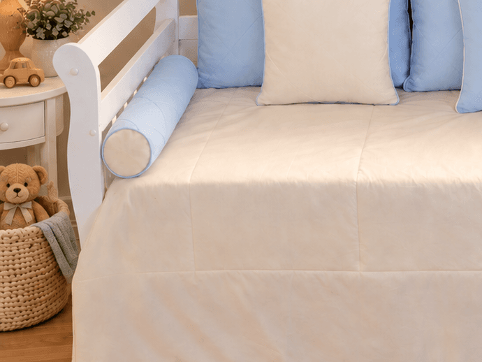 Kit Cama Babá 9 Peças Azul e Palha Personalizado com Nome - detalhe 2
