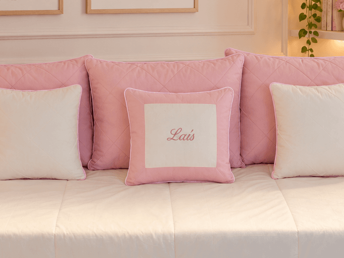 Kit Cama Babá 9 Peças Palha e Rosê Personalizado com Nome - detalhe 1