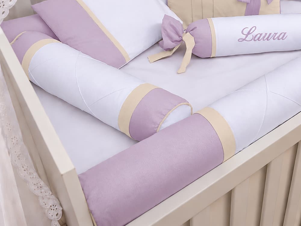 Kit Berço Menina 100% Algodão Lilás com Palha — detalhe 2
