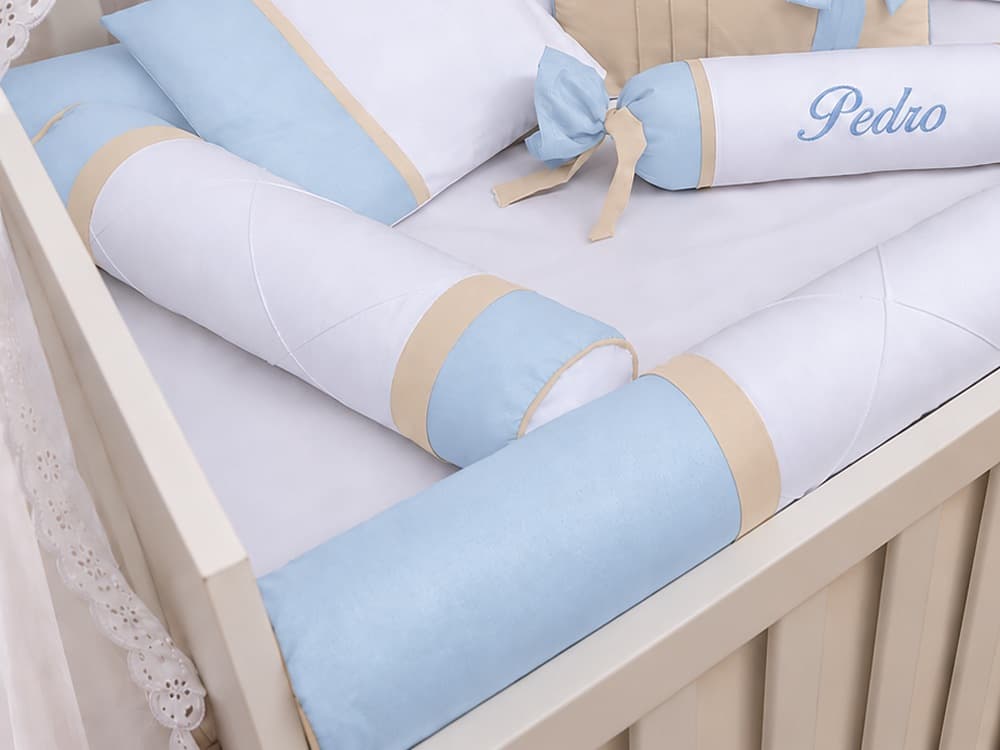 Kit Berço Menino 100% Algodão Azul com Palha — detalhe 2