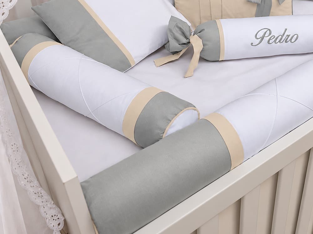 Kit Berço Menino 100% Algodão Cinza com Palha — detalhe 2