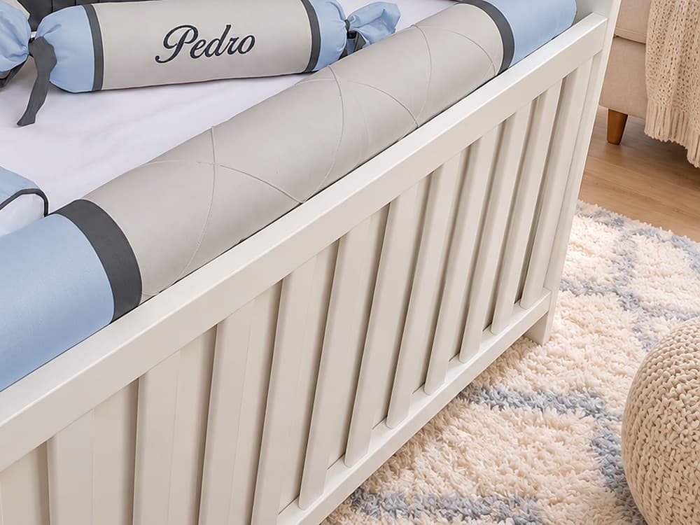 Kit Berço Menino 100% Algodão Marinho com Azul Bebê — detalhe 2