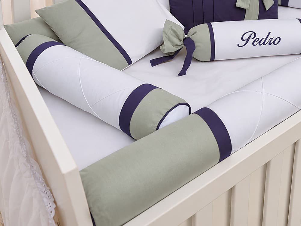 Kit Berço Menino 100% Algodão Marinho com Cinza — detalhe 2
