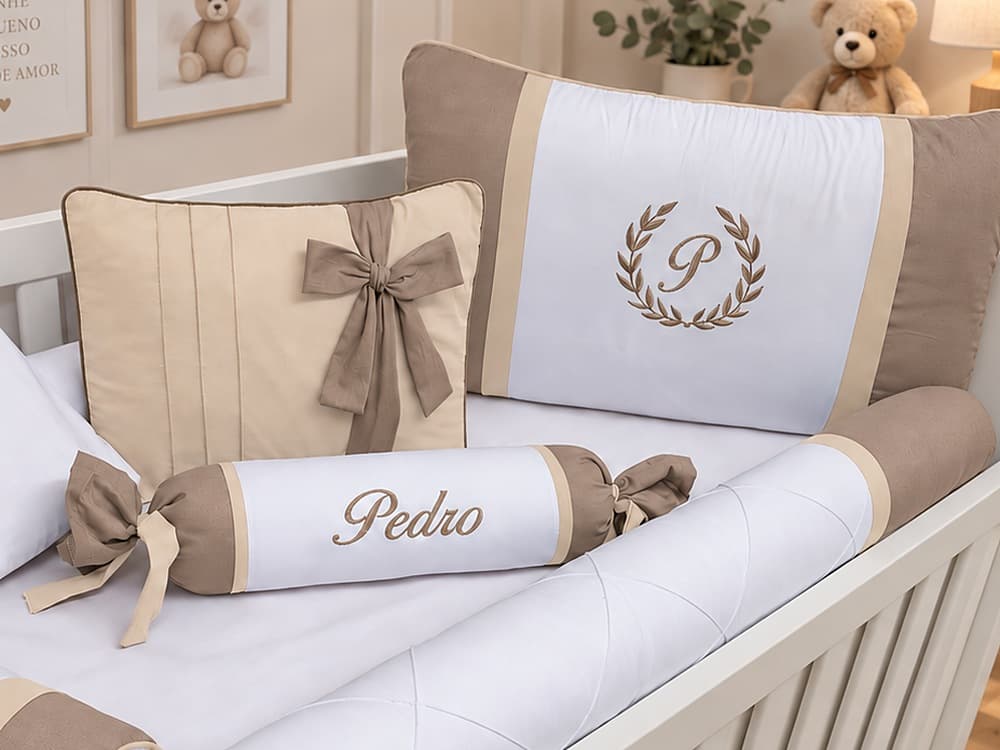 Kit Berço Menino 100% Algodão Ocre com Palha — detalhe 1