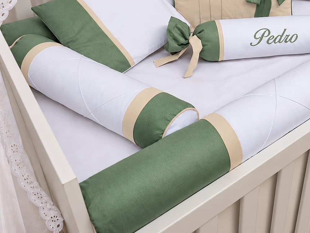 Kit Berço Menino 100% Algodão Oliva com Palha — detalhe 2