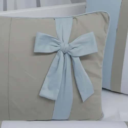 Kit Protetor De Berço Azul Claro Bordado Nome Azul Claro