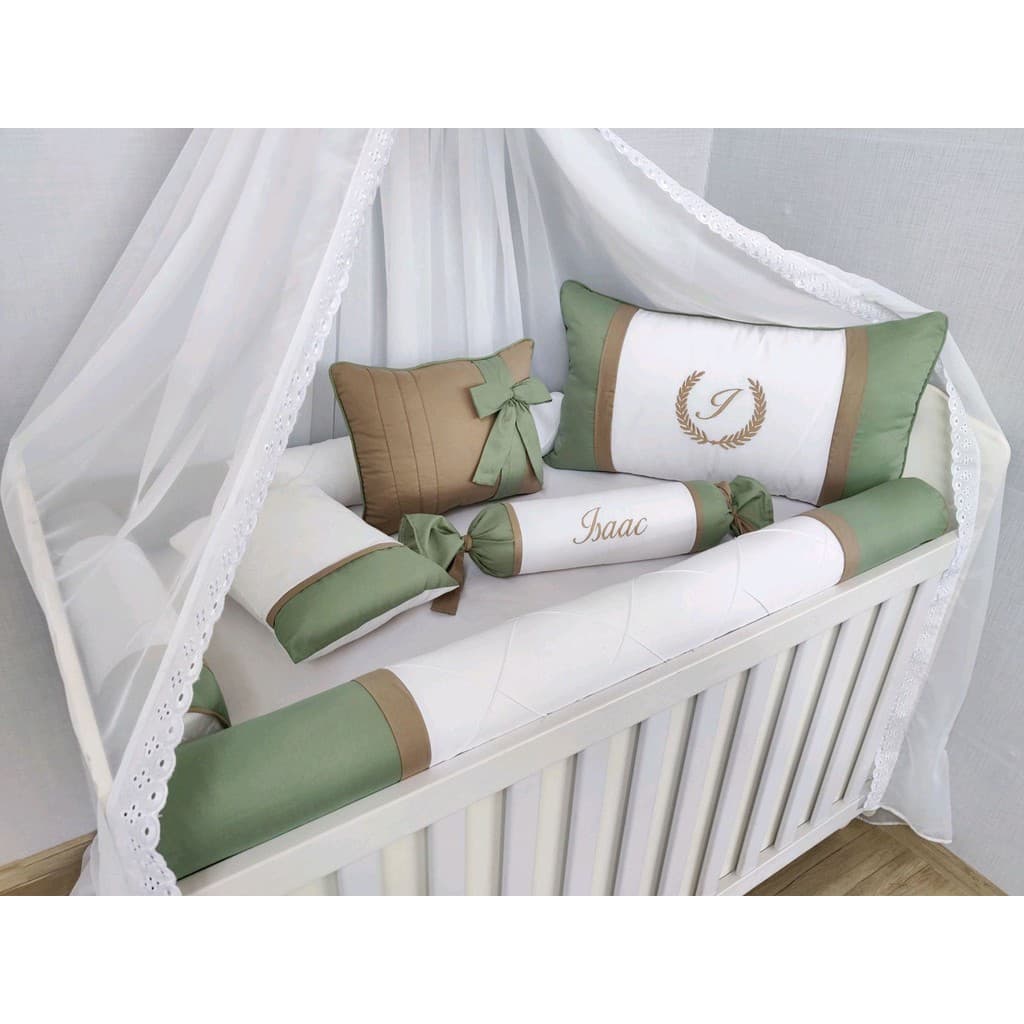 Kit berço rolinho menino verde oliva