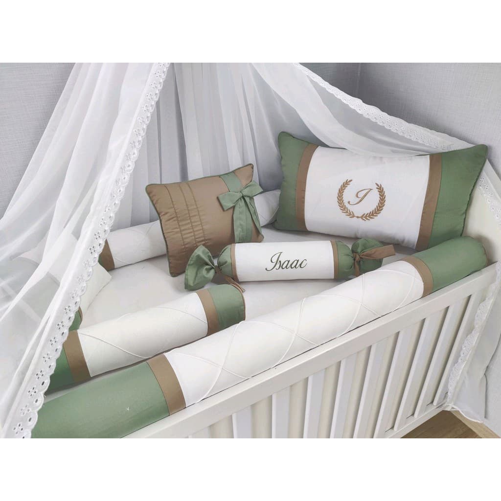 Kit berço rolinho menino verde oliva