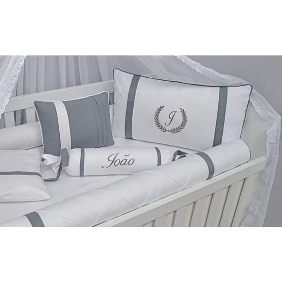 kit Berço Luxo Chumbo 100% Algodão