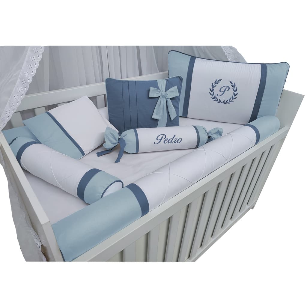 Kit Berço Rolinho 100% Algodão Personalizado Menino