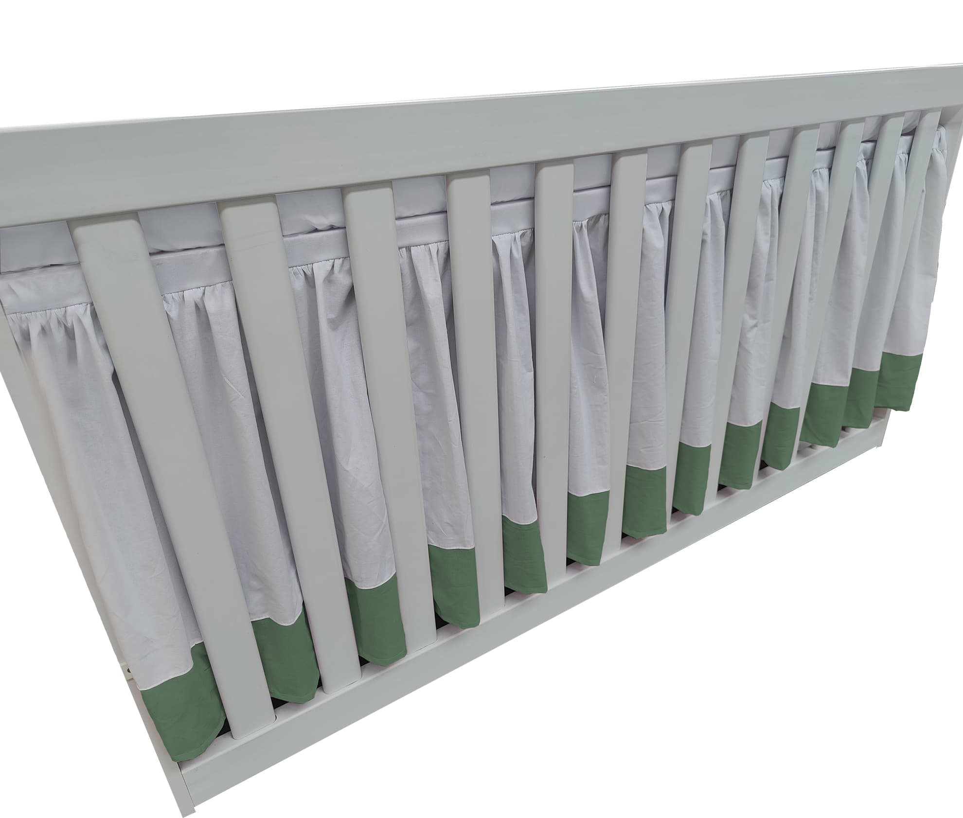 Saia para Berço Verde Malva & Branco