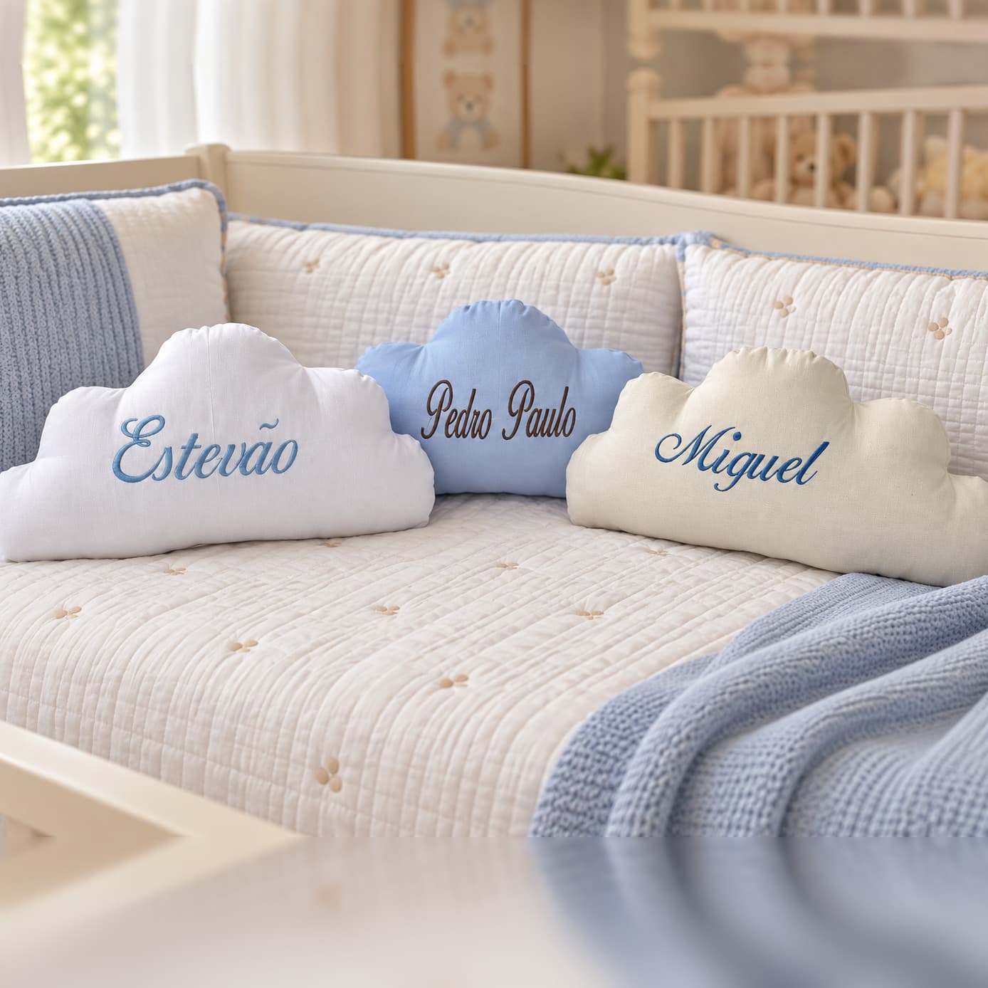 Almofada Nuvenzinha Personalizada com Nome 100% Algodão