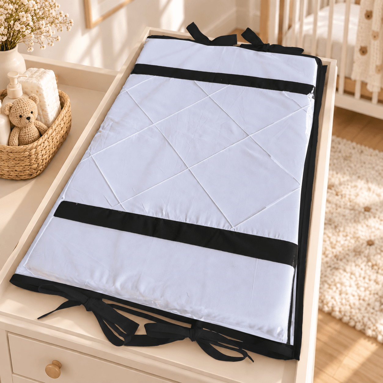 Trocador de Bebê Reto Branco e Preto